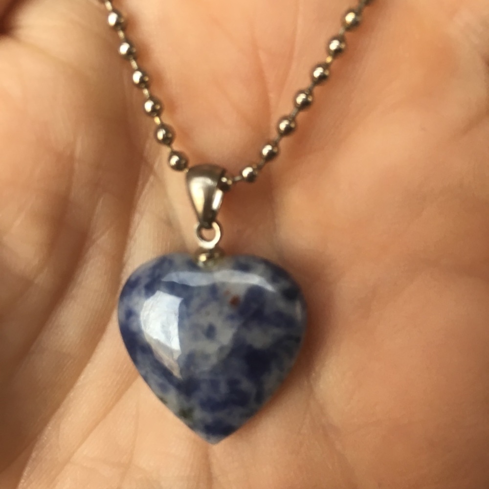 Purple Natural Crystal Heart On 925 Chain  Love 💜